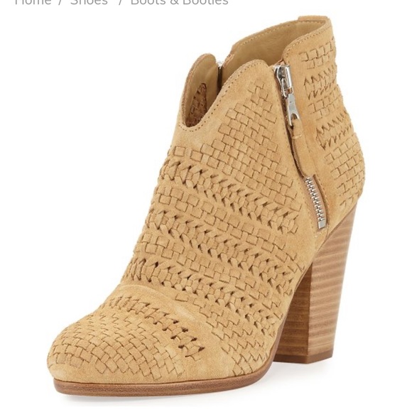 Rag and Bone Margot Tan Woven Suede Ankle Boots Size